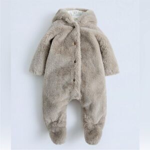 ZARA HOODED FAUX FUR BODYSUIT